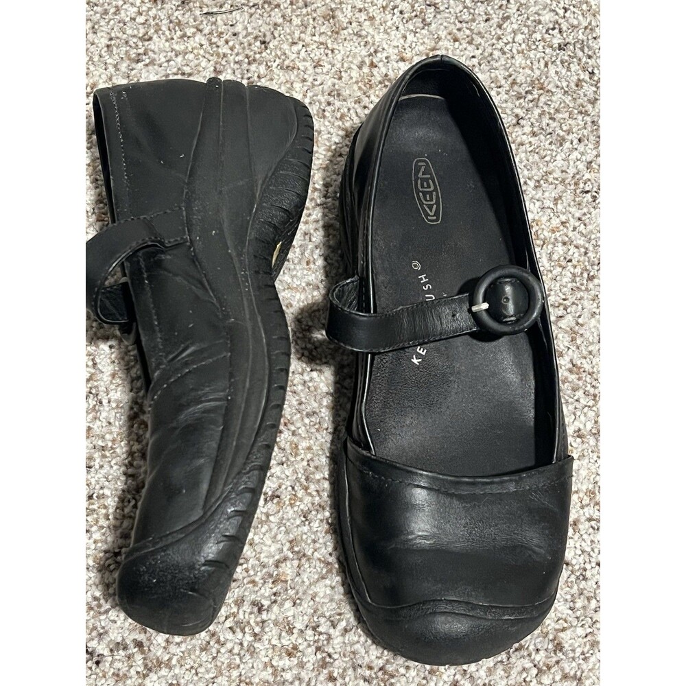 KEEN Mary Jane Black Leather Shoes Comfort Walking Flats Wmns Sz 9
